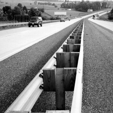 Strong Post W-Beam Median Barrier, Steel Posts, Wood or Composite Blockouts
